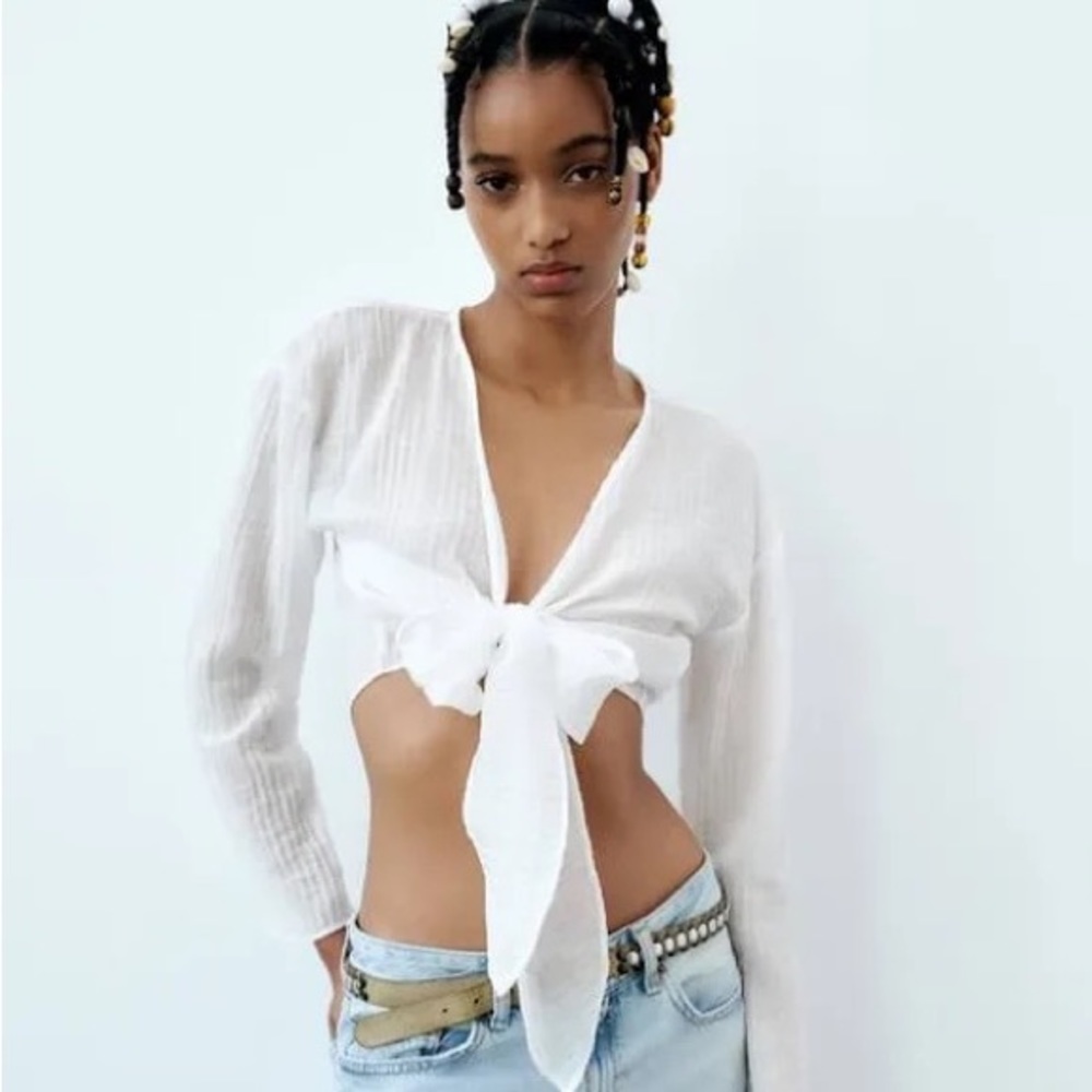 Zara knotted textured top